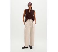 Chinohose MARC O'POLO "aus weichem Twill", Damen, Gr. 40, Normalgrößen, natural, Twill, Obermaterial: 56% Baumwolle, 41% Lyocell, 3% Elasthan, unifarben, loose fit lang, Hosen Chinohose (62741023-40)