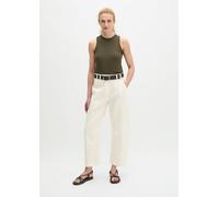 Chinohose MARC O'POLO "aus Baumwoll-Twill-Stretch", Damen, Gr. 34, Normalgrößen, weiß (weiß cotton), Twill, Obermaterial: 97% Baumwolle, 3% Elasthan, unifarben, loose fit lang, Hosen Chinohose (532507