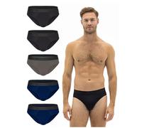 Barrio 13 Slip Unterhosen Herren 5er Pack - Baumwolle mit elastischem Komfortbund, atmungsaktiv & pflegeleicht (DE/NL/SE/PL, Alphanumerisch, M, Regular, Regular, 2X Schwarz 2X Blau 1x Grau)