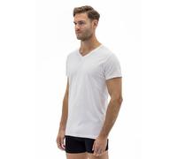 Barrio 13 T-Shirt Herren V-Ausschnitt 3er Pack - Stretch Baumwolle Unterhemd mit Kurzarm Slim Fit Weiss L