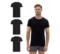 Barrio 13 T-Shirt Rundhals Herren 3er Pack - Slim Fit Unterziehshirt aus Stretch-Baumwolle, Basic Unterhemd atmungsaktiv & extra lang (DE/NL/SE/PL, Alphanumerisch, 3XL, Regular, Regular, 3X Schwarz)