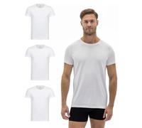 Barrio 13 T-Shirt Rundhals Herren 3er Pack - Slim Fit Unterziehshirt aus Stretch-Baumwolle, Basic Unterhemd atmungsaktiv & extra lang (DE/NL/SE/PL, Alphanumerisch, 3XL, Regular, Regular, 3X Weiß)