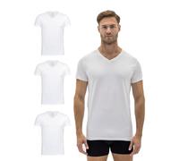 Barrio 13 T-Shirt Herren V-Ausschnitt 3er Pack - Stretch Baumwolle Unterhemd mit Kurzarm Slim Fit Weiss XL