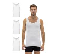 Barrio 13 Unterhemd Herren 3er Pack Feinripp Tank Top mit Stretch aus Baumwolle Herren Unterhemden Tanktop Achselshirts Weiss L