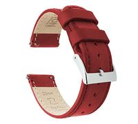 Barton Uhrenarmband aus genarbtem Leder mit Schnellverschluss 21mm Vintage Purpurrot Leder und Nähte.