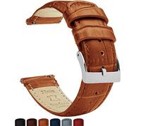 Barton Uhrenarmband Leder Alligatornarbung, Schnellverschluss-Lederarmband, wählen Sie Farbe, Länge und Breite, 16 mm, 18 mm, 19 mm, 20 mm, 21 mm, 22 mm, 23 mm oder 24 mm Standard oder lang 21mm Braun
