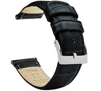 Barton Uhrenarmband Leder Alligatornarbung, Schnellverschluss-Lederarmband, wählen Sie Farbe, Länge und Breite, 16 mm, 18 mm, 19 mm, 20 mm, 21 mm, 22 mm, 23 mm oder 24 mm Schwarze
