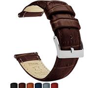 Barton Uhrenarmband Leder Alligatornarbung, Schnellverschluss-Lederarmband, wählen Sie Farbe, Länge und Breite, 16 mm, 18 mm, 19 mm, 20 mm, 21 mm, 22 mm, 23 mm oder 24 mm Standard oder lang 22mm Braun