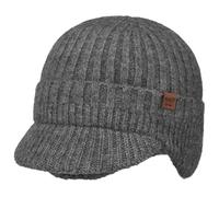 Barts Duncin Beanie Strickmütze Wintermütze Kinder/Damen/Herren - mit Umschlag, Schirm, Lederband Winter Herbst-Winter - One Size anthrazit