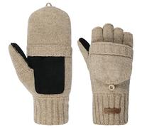 Barts Haakon Fingerless Handschuhe Herren - Fäustlinge fingerlose Strickhandschuhe mit Futter Winter Herbst-Winter - M/L beige
