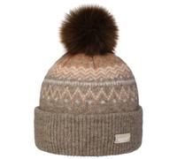 Barts Woodstar Alpaka Bommelmütze Beanie Strickmütze Damenmütze Umschlagmütze Damen - mit Umschlag Winter Herbst-Winter - One Size Hellbraun