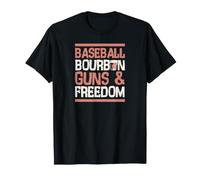 Baseball Bourbon Guns and Freedom USA Patriotic Dad American T-Shirt