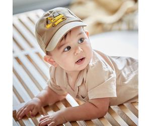 Baseball Cap MAXIMO, Herren, Gr. 47/49, beige, Baumwolle, gemustert, Caps Baseball Cap, Bagger-Motiv, mit Stickerei, mit Klettverschluss, Baumwolle (10901014-47)
