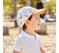 Baseball Cap MAXIMO, Jungen, Gr. 49, weiß (wollweiß, rehbraun), Canvas, Baumwolle, Caps, Wollweiß, Dino-Motiv, Klettverschluss, 5-Panel-Cap, Jungen (65862665-49) wollweiß, rehbraun