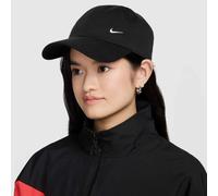 Baseball Cap NIKE SPORTSWEAR "U NK CLUB CAP U CB SM SWSH L", Damen, Gr. S (52/57), schwarz (schwarz, sail), Obermaterial: 100% Polyester, Caps, mittelhohe Baseball Cap, mit vorgebogenem Schirm, aus gl