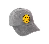 freche ZWILLINGSHERZ Smiley Classic Base-Cap mit Smiley-Patch Baumwoll-Cap justierbare Cappy Schirm-Mütze 4603M K258209 Grau
