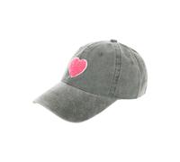 Baseball Cap ZWILLINGSHERZ "Herz", Damen, grün, Obermaterial: 100% Baumwolle, Caps, Pinkes Teddy-Herzpatch, vintage Look (24195319-0) grün