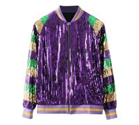 Baseball Jacke Damen Pailletten Reißverschluss Langarm Jacken Blazer Sakko Pailletten Blazer Jacke Elegant Kurz Sakko Rave Party Outwear Blazermantel Bomberjacke Bikerjacke Übergangsjacke Lässig