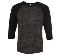 Baseball-Shirt aus Canvas-C3200-Material, Unisex, 3/4-Arm, meliert Gr. US Medium, BLACK MRBLE/BLCK