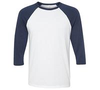 Baseball-Shirt aus Canvas-C3200-Material, Unisex, 3/4-Arm, meliert Gr. XL, weiß/marineblau