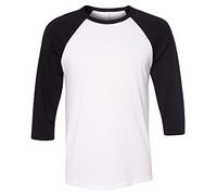 Baseball-Shirt aus Canvas-C3200-Material, Unisex, 3/4-Arm, meliert Gr. XL, weiß / schwarz
