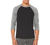 Baseball-Shirt aus Canvas-C3200-Material, Unisex, 3/4-Arm, meliert Gr. XXL, BLACK/DEEP HTHR