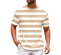 Baseball Shirt Herren, Ringelshirt Herren Rot-Weiss Karneval Breit Gestreiftes T Shirt - Basic Kurzarm Sweatshirt Sommershirt Oberteile Top Streifenshirt Karneval faschingskostüme