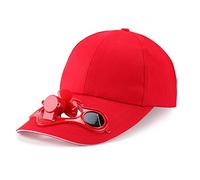 Baseballkappe für Erwachsene und Kinder, solarbetrieben, kühlender Ventilator, für Outdoor-Sport, Camping, Wandern, Snapback, Sonnenblende, rot, Large