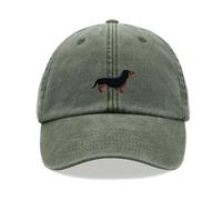 Baseballkappe mit Dackel-Wurst, Vintage, gewaschen, Unisex, verstellbar, olivgrün, Einheitsgröße