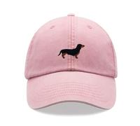 Baseballkappe mit Dackel-Wurst, Vintage, gewaschen, Unisex, verstellbar, rose, Einheitsgröße