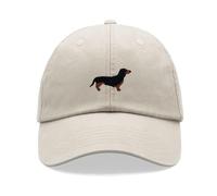 Baseballkappe mit Dackel-Wurst, Vintage, gewaschen, Unisex, verstellbar, stone, Einheitsgröße