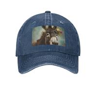 Baseballkappe mit Eselmotiven für Herren und Damen, gewaschene Baumwolle, Denim, verstellbar, Baseballmütze, Marineblau, L/Einheitsgröße