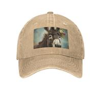 Baseballkappe mit Eselmotiven für Herren und Damen, gewaschene Baumwolle, Denim, verstellbar, Baseballmütze, Natürlich, L/Einheitsgröße