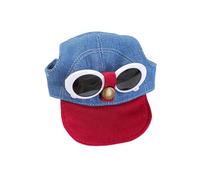 Baseballkappe mit Ohrlöchern und Sonnenbrille für kleine Tiere, Hunde, Katzen, atmungsaktiver Stoff, breite Krempe, Haustiermütze für Outdoor Aktivitäten