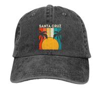 Baseballkappe mit Palmenmotiv, verstellbar, originell, klassisch, niedriges Profil, Baumwolle, für Herren und Damen, Santa Cruz Retro Palme Schwarz 13, Einheitsgre