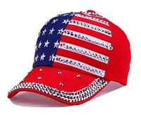 Baseballkappe mit patriotischer amerikanischer Flagge, USA-Glitzer-Hut für Herren und Damen, Sommer-Sonnenkappe, Rot/Ausflug, einfarbig (Getaway Solids), Einheitsgröße