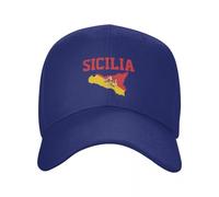 Baseballkappe Mit Sizilien-Flagge Und Sonnenflagge, Atmungsaktiv, Verstellbar, Dad-Cap Im Ethnischen Stil, Trucker-Mütze Für Herren Und Damen, Outdoor-Fußballmütze, Als Geschenk, Blau, Einheits