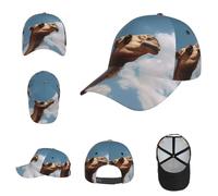 Baseballkappe mit Tiermotiv für Damen, verstellbar, niedriges Profil, Golf, Papa-Hüte für Herren, Sportmütze, Schwarz, Schwarz , Einheitsgröße