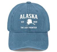 Baseballkappen, Alaska The Last Frontier Dad Hat für Herren, Vintage-Baseballkappe, verstellbar, Cyanblau, Einheitsgröße