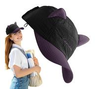 Baseballmütze, Mütze mit Katzenohren und Sonnenbrille, breite Krempe, für Frauen, Männer, Gärtner, Golfer, Reisende, Wandern, Sport, Konzerte, Park, Camping, , Schwarzer Hutkörper (54 cm - 59 cm