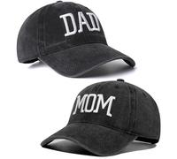 Baseballmützen für Mutter und Vater, Bestickt, verstellbar, Geschenk für Eltern, Paare, klassisches Geschenk für Mutter, Vater, 2 Stück, Schwarzer Papa-Hut und schwarzer Mama-Hut, 6 5/8-7 5/8