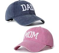 Baseballmützen für Mutter und Vater, Bestickt, verstellbar, Geschenk für Eltern, Paare, klassisches Geschenk für Mutter, Vater, 2 Stück, Marineblauer Papa-Hut und rosa Mama-Hut, 6 5/8/ 7 5/8