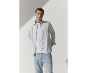 BASEFIELD - He.-Freizeithemd 1/1 white-night blue - Gr. - M