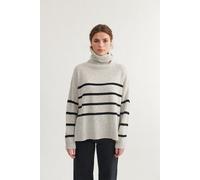 Basic Apparel Gestreifter Pullover LISE mit Rundhals aus recycelter Wolle Grau (light grey melange) XS