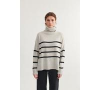 Basic Apparel Gestreifter Pullover LISE mit Rundhals aus recycelter Wolle rot (port royal) S