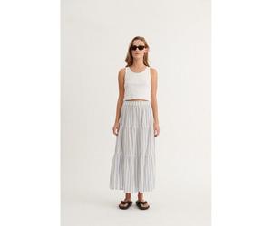 Basic Apparel Langer Rock ADA aus Bio-Baumwolle blau (gestreift) M