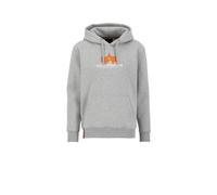 Hoodie ALPHA INDUSTRIES "Basic Hoodie BL Rubber", Herren, Gr. XXL, grau (grau heather), Obermaterial: 80% Baumwolle, 20% Polyester, regular fit, Sweatshirts Hoodie (74527309-XXL) grau heather