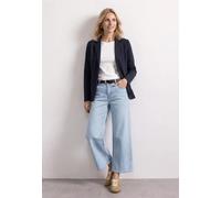 Kurzblazer STREET ONE, Damen, Gr. 36, schwarzest blau, Web, Obermaterial: 93% Baumwolle, 7% Elasthan. Futter: 100% Polyester, unifarben, regular fit normal, V-Ausschnitt, abgesteppt, Blazer Kurzblazer