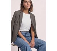 Kurzblazer STREET ONE, Damen, Gr. 34, fume braun meliert, Web, Obermaterial: 93% Baumwolle, 7% Elasthan. Futter: 100% Polyester, unifarben, regular fit normal, V-Ausschnitt, abgesteppt, Blazer Kurzbla