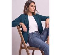 Kurzblazer STREET ONE, Damen, Gr. 44, blau petrol, Web, Obermaterial: 93% Baumwolle, 7% Elasthan. Futter: 100% Polyester, unifarben, regular fit normal, V-Ausschnitt, abgesteppt, Blazer Kurzblazer, mi